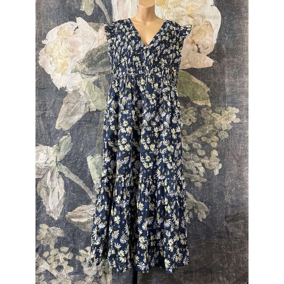 NWT Anthropologie The Peregrine Midi Dress V-Neck Smocked Bidice Size L - Picture 7 of 7